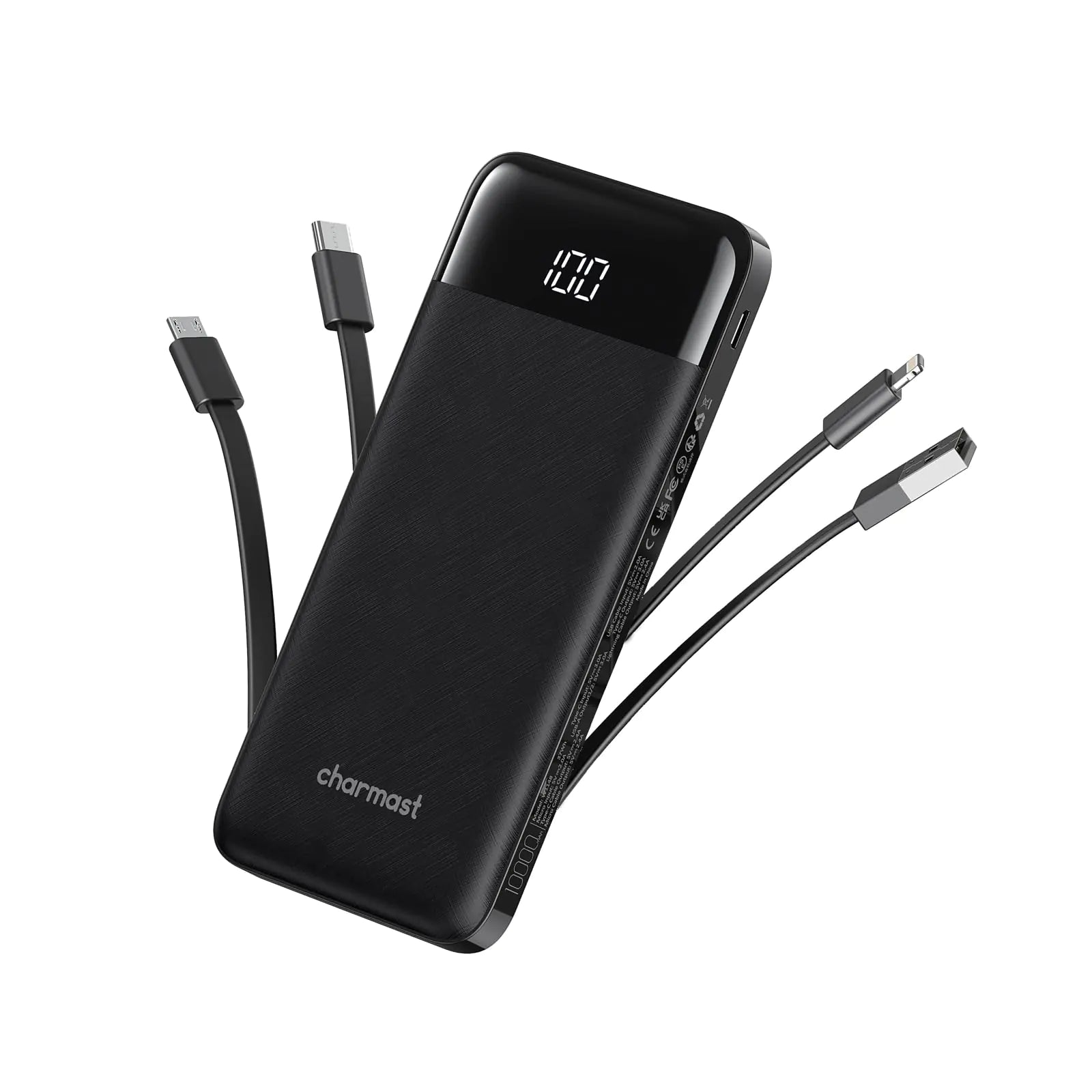 All-in-One Portable Power Bank with Built-In Cables